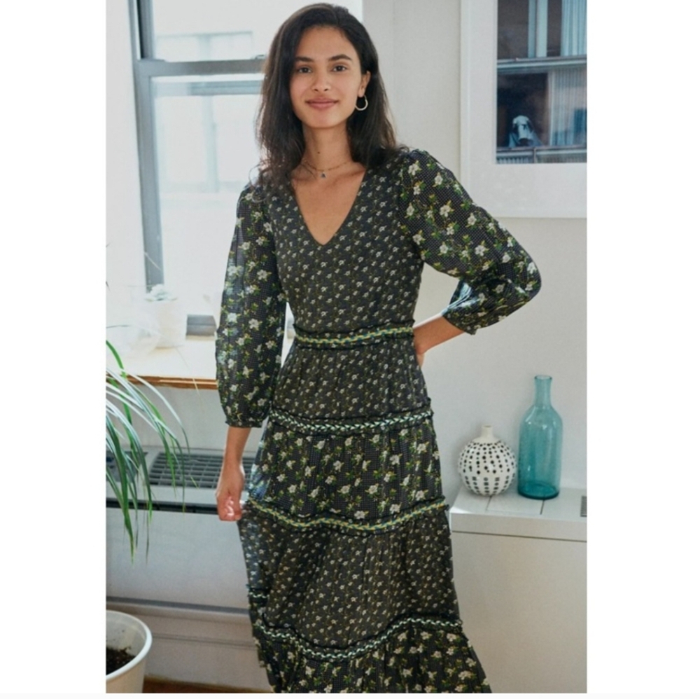 Anthropologie Maxi Bishop Sleeve Dress